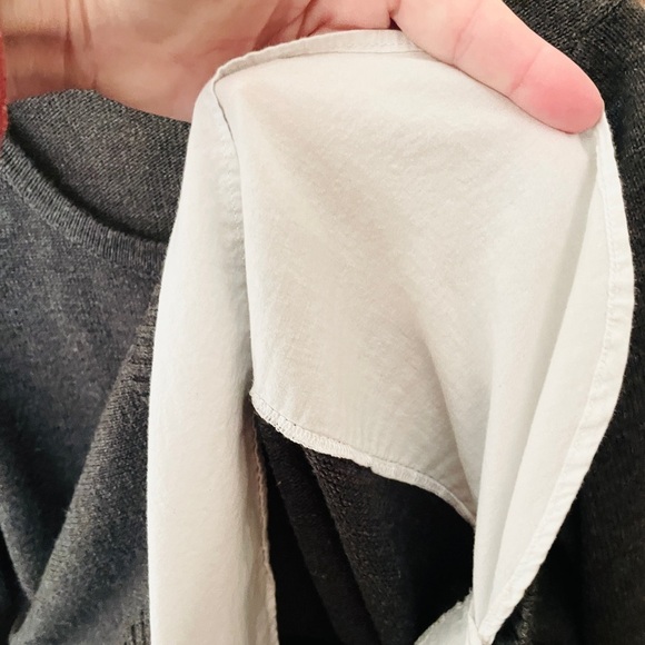 Ivanka Trump zip shoulder layered sweater faux shirt tail SZ S charcoal gray - Picture 7 of 8